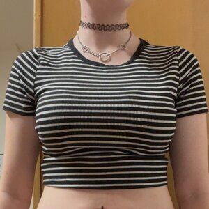 Black and White Cropped Baby Tee